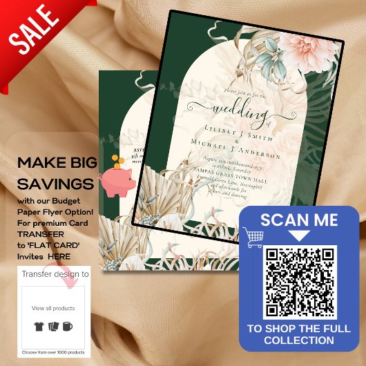 BUDGET Smaragdgroene Pampasgras Perzik Bruiloft Flyer