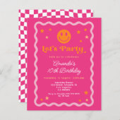 Budget Smile Face Roze Sinaasappel Meisje Verjaard (Voorkant / Achterkant)