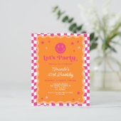 Budget Smile Face Roze Sinaasappel Wavy Verjaardag (Staand voorkant)