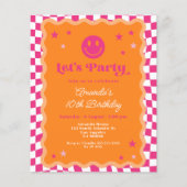 Budget Smile Face Roze Sinaasappel Wavy Verjaardag (Voorkant)