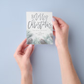 Budget Sneeuw Pijnboom & Blad Prettig Kerstfeest Flyer (Hand)