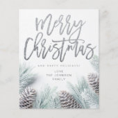 Budget Sneeuw Pijnboom & Blad Prettig Kerstfeest Flyer (Voorkant)