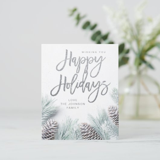 Budget Sneeuwpin & Leaf Prettige feestdagen (Staand voorkant)