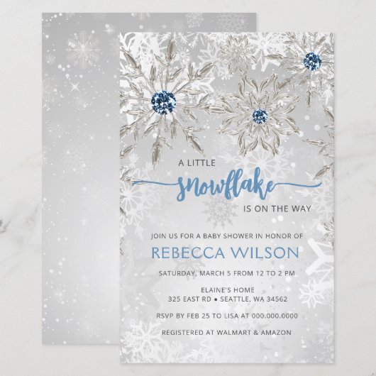 Budget Sneeuwvlok Is Op Weg Jongens Baby Shower (Voorkant / Achterkant)