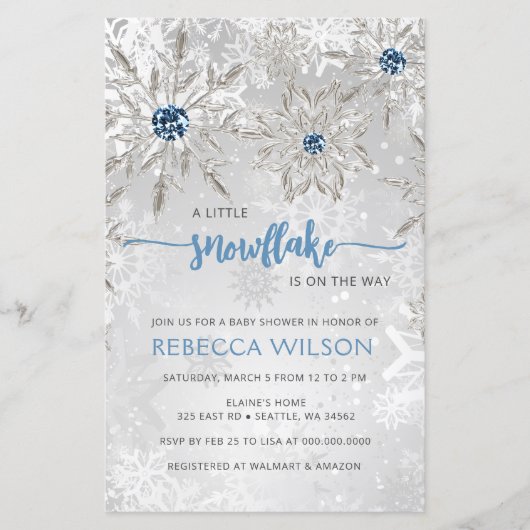 Budget Sneeuwvlok Is Op Weg Jongens Baby Shower (Voorkant)