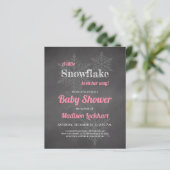 Budget Sneeuwvlokje Krijtbord Roze Baby Shower (Staand voorkant)