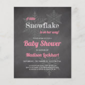 Budget Sneeuwvlokje Krijtbord Roze Baby Shower (Voorkant)