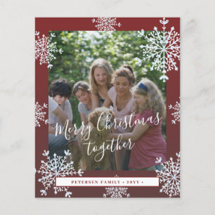 Budget sneeuwvlokken foto Kerstmis rode kerstkaart Flyer