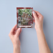 Budget sneeuwvlokken foto met kerstrode kerstkaart flyer (Hand)