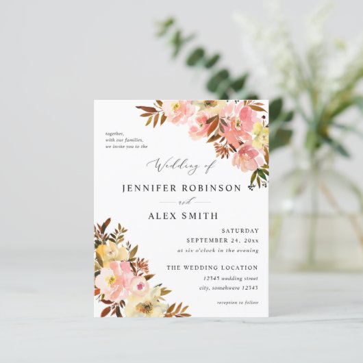 Budget Snoep Roze en Gele Floral Weddenschap (Staand voorkant)