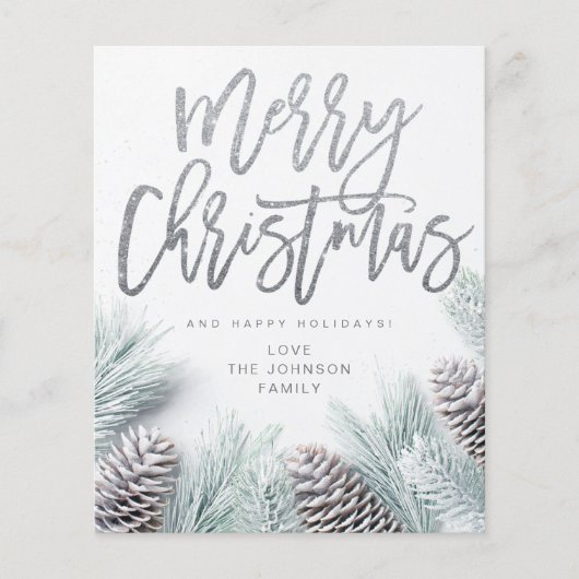 Budget Snow Pine & Leaf Merry Kerstmis Flyer (Voorkant)