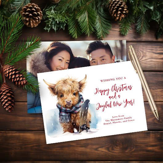 Budget Snowboarden Highland Koe Fotokaart