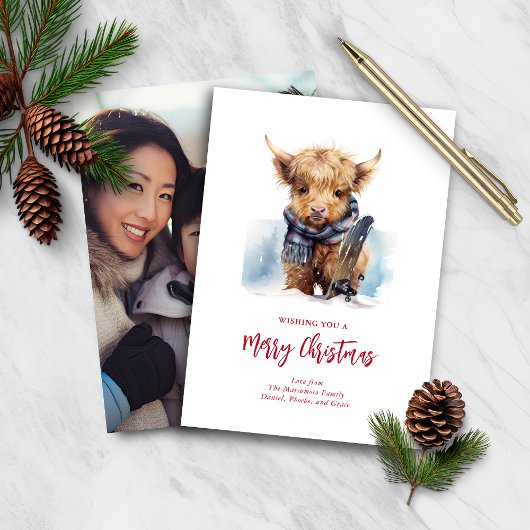 Budget Snowboarden Highland Koe Fotokaart/Vert