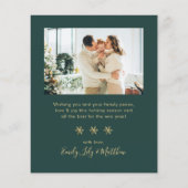 Budget Snowflake Green Gold 5 Photo Collage Card (Achterkant)