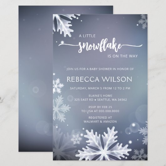 Budget Snowflake is op de weg Boy Baby shower (Voorkant / Achterkant)