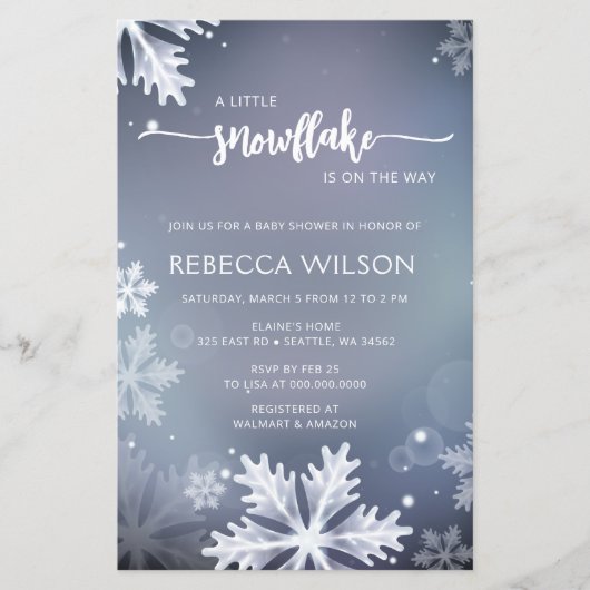 Budget Snowflake is op de weg Boy Baby shower (Voorkant)