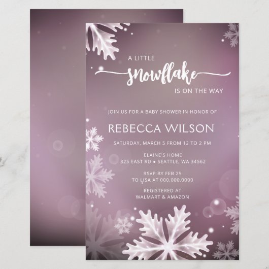 Budget Snowflake is op de weg meisje Baby shower (Voorkant / Achterkant)