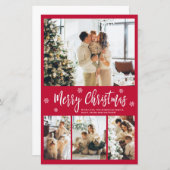 Budget Snowflake Red Collage Kerstmis Thin Kaart (Voorkant / Achterkant)