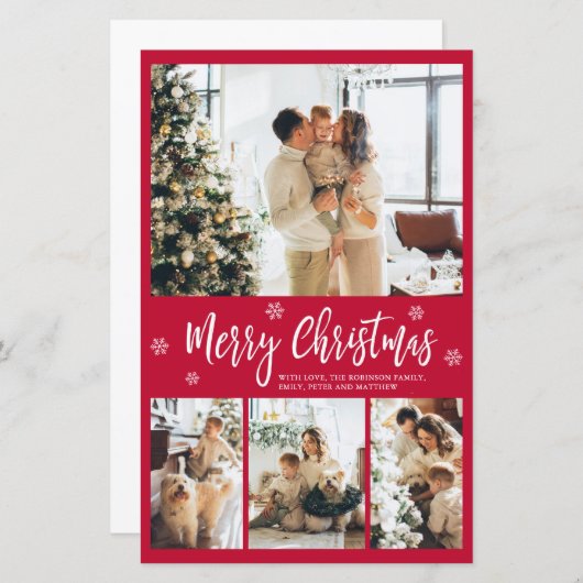 Budget Snowflake Red Collage Kerstmis Thin Kaart (Voorkant / Achterkant)