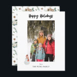 Budget Snowman Prettige feestdagen Foto verticaal<br><div class="desc">** SATIN PAPIER IS PAPIER THIN. UPGRADE HET PAPIER VOOR EEN THICKER, KAART PAPIER. HEEFT EEN OPTIE VOOR BEVELINGEN. *** Bespaar geld op uitnodigingen met deze kleinere uitnodiging die een optie voor enveloppen heeft. Stuur een feestelijke e-mail en een verloving met uw Snowman Prettige feestdagen Vertical Photo Cards. Wil je...</div>