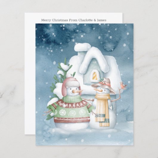 BUDGET Snowmen in sneeuwfotokerstmis (Voorkant / Achterkant)