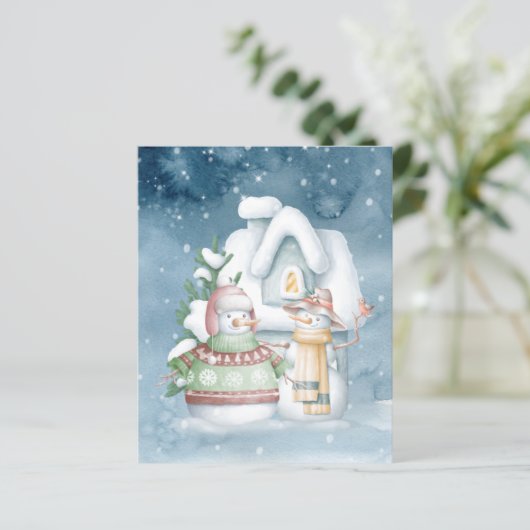 BUDGET Snowmen in sneeuwfotokerstmis (Staand voorkant)