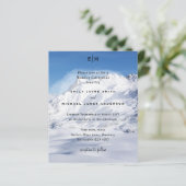 Budget Snowy Mountain Alps Skiing Wedding Invites (Staand voorkant)