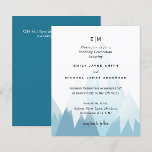 Budget Snowy Mountain Skiing Winter Wedding Invite
