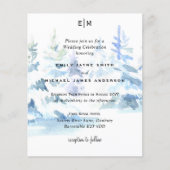 Budget Snowy Mountain Trees Skiing Wedding Invites Flyer (Voorkant)