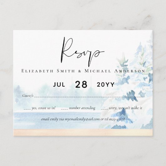 BUDGET Snowy Mountains Winter Lake Treines Briefkaart (Voorkant)