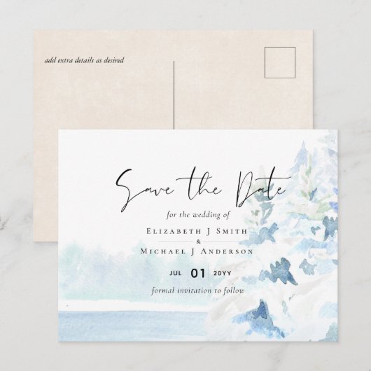 BUDGET Snowy Mountains Winter Lake Treines Briefkaart (Voorkant / Achterkant)