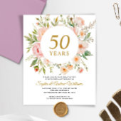 Budget Soft Flowers 50th Anniversary Invitation