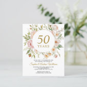 Budget Soft Flowers 50th Anniversary Invitation (Staand voorkant)