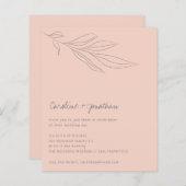 Budget Soft Pink Boho Botanical Wedding Invitation (Voorkant / Achterkant)