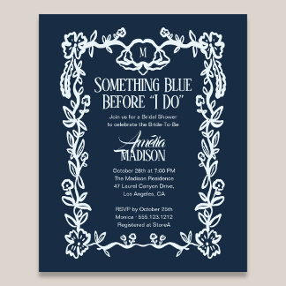 Budget Something Blue Vintage Florale Bruiloftsbor Flyer