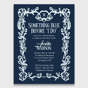 Budget Something Blue Vintage Florale Bruiloftsbor Uitnodiging Briefkaart
