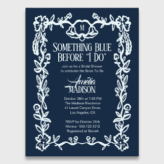 Budget Something Blue Vintage Florale Bruiloftsbor Uitnodiging Briefkaart