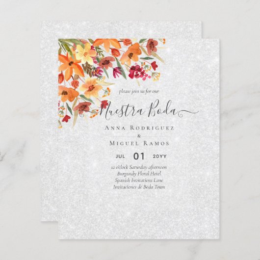 BUDGET Spaans BODA Herfstbloemen Oranje Burgundy (Voorkant / Achterkant)