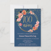 Budget Spaans Chic Elegant Bloemig 100ste Verjaard Kaart (Voorkant)