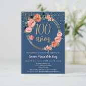 Budget Spaans Chic Elegant Bloemig 100ste Verjaard Kaart (Staand voorkant)