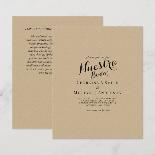 BUDGET Spaans huwelijk Bilingual Boda Wedding (Voorkant / Achterkant)