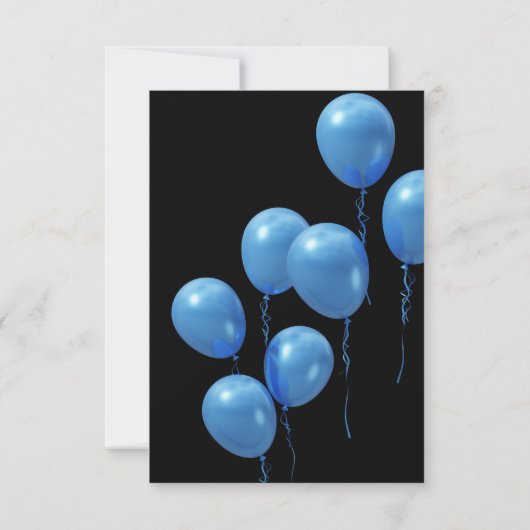 Budget Spaanse Blauwe Ballonnen & Zwart 40e Verjaa Kaart (Achterkant)