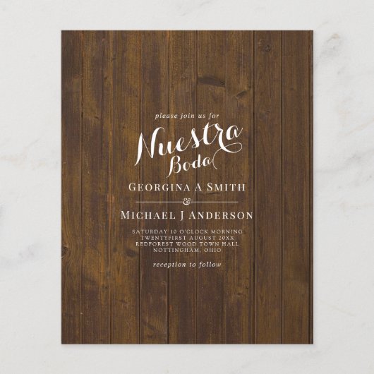 BUDGET Spaanse Bruiloft Tweetalig Boda Bruiloft Flyer (Voorkant)