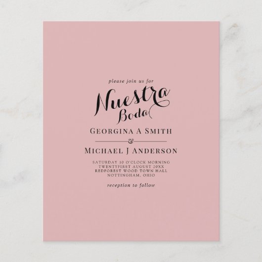 BUDGET Spaanse Trouwfeest Tweetalige Boda Trouwfol Flyer (Voorkant)