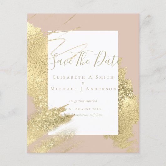 BUDGET SPAAR DATA Goud Folie Glitter Look Abstract Flyer (Voorkant)