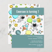 BUDGET Space Astronaut Birthday Party Invitation (Voorkant / Achterkant)