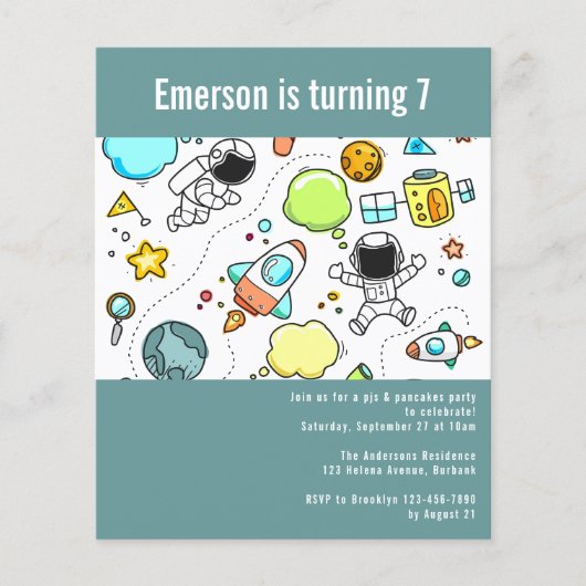 BUDGET Space Astronaut Birthday Party Invitation (Voorkant)