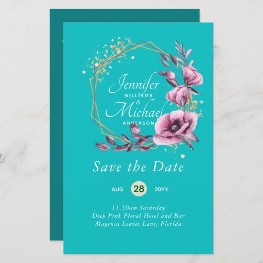 BUDGET Sparen Dates Magenta Floral Wreate (Voorkant / Achterkant)