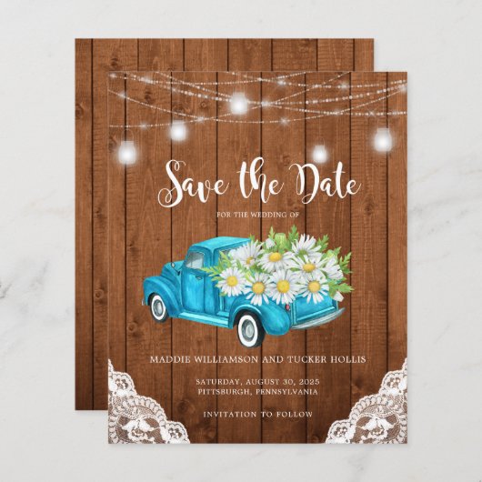 Budget sparen de Datum Rustic Wood Lichten Daisies (Voorkant / Achterkant)