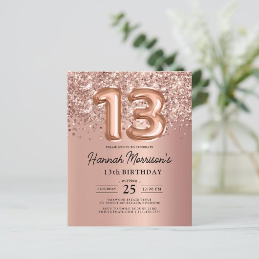 Budget Sparkle 13e Verjaardag Roos Gold Party (Staand voorkant)